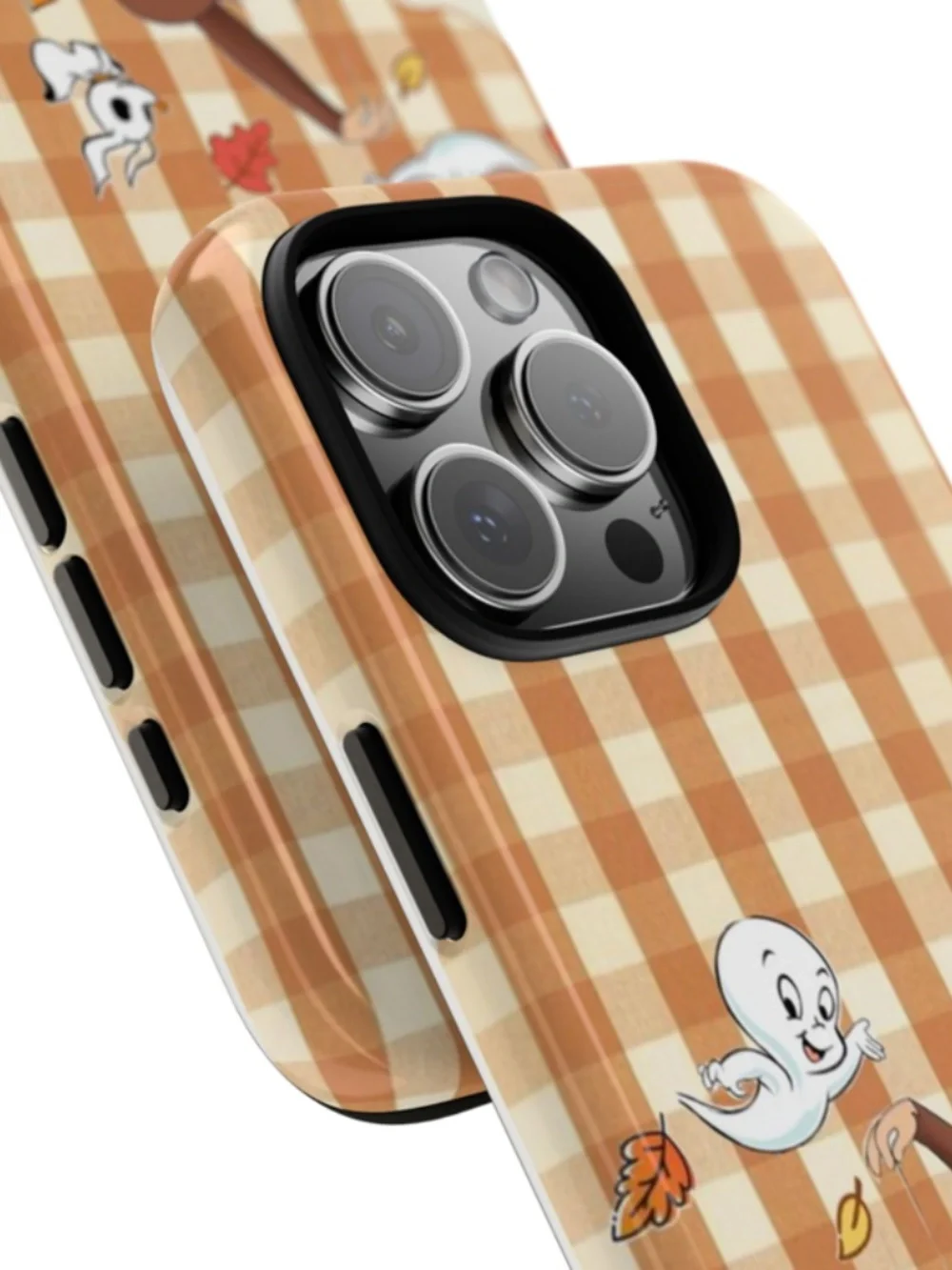 Cute Halloween Curious George Casper Ghosts Orange Gingham Phone Case